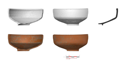 Artefacte de epocă romană. Ceramică fină, imitații de terra sigillata: bol Drag. 32/40 (scanare 3D Călin Șuteu). 